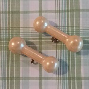 Vintage Novelty Dog Bone Shape Plastic Buttons or Toggles - Set of Two